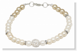 Unser Armband Schutzengel ist mit Weißen, zarten Rosee und Ockerfarbenen Perlen und hat mittig eine Strassperle. Zwischen den unterschiedlichen Farben befinden sich zur farblichen Trennung flache Metallperlen. Das Armband wurde in liebevoller Handarbeit b